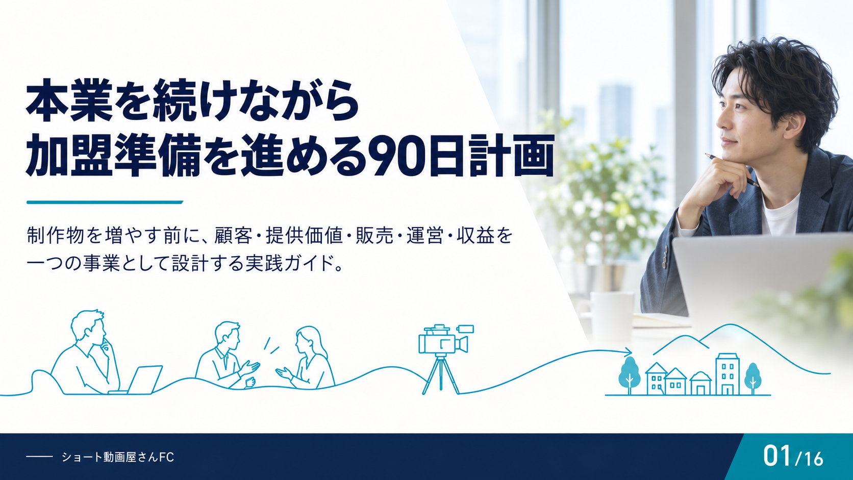 本業を続けながら加盟準備を進める90日計画の表紙